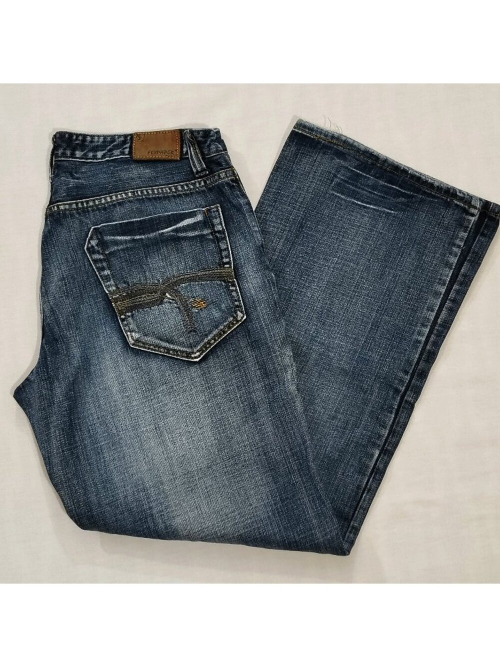 Flypaper Jeans Mens W34 L32 Cotton Straight Leg Mid Rise Medium Wash Denim Blue